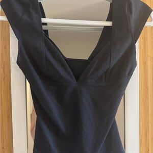 Free People Black deep V Top